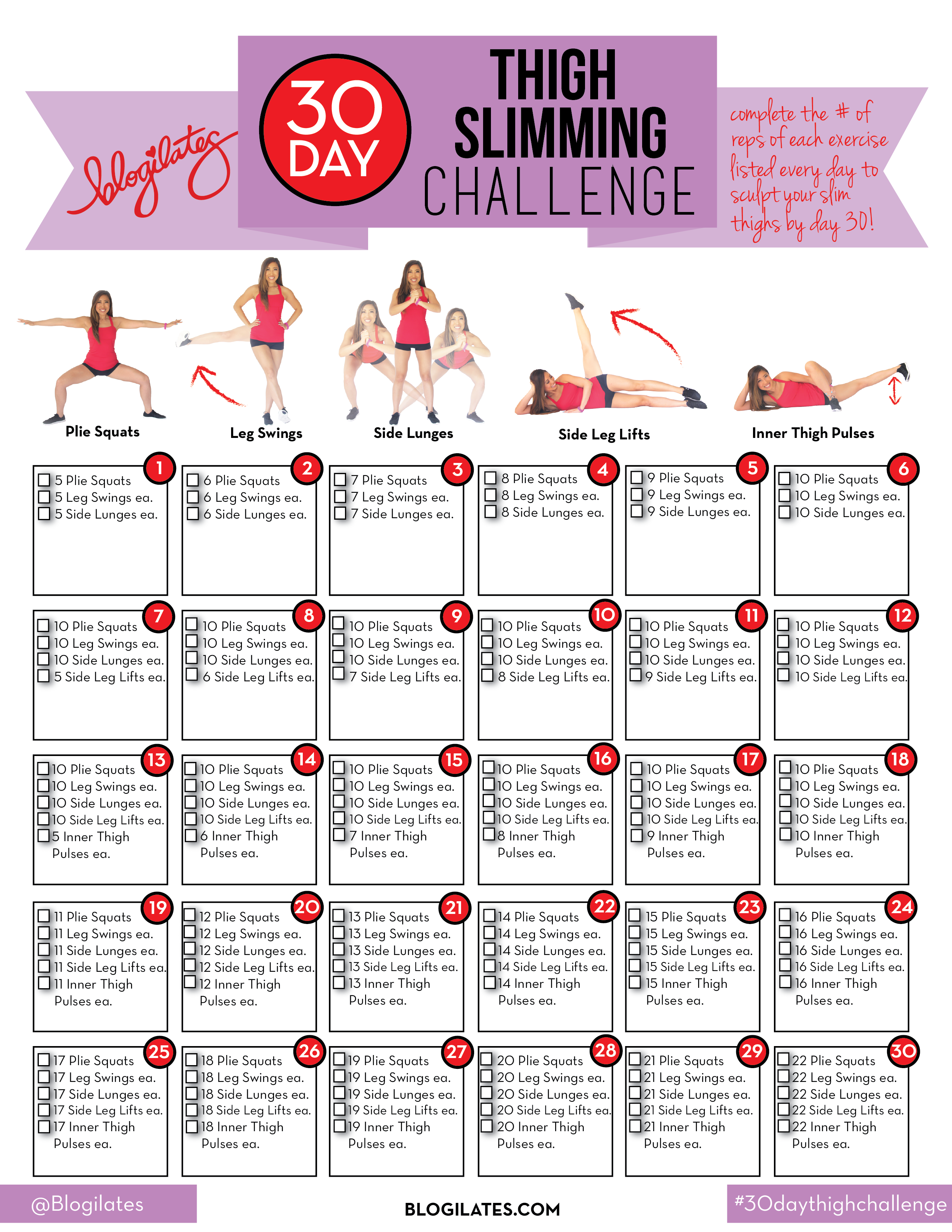 30 Day Thigh Slimming Challenge! | Blogilates: Fitness, Food, and lots ...