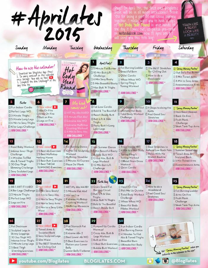 April Workout Calendar