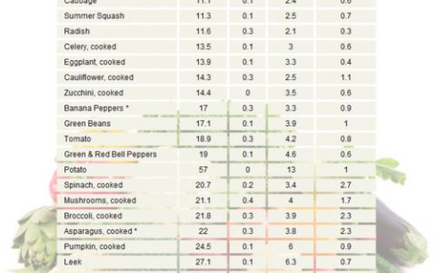 Cantaloupe Nutrition Chart