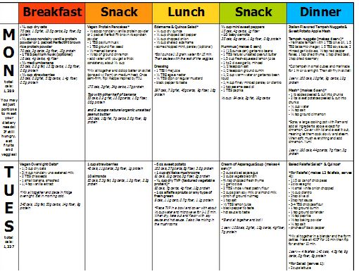 vegetarian meal plan for weight loss pdf