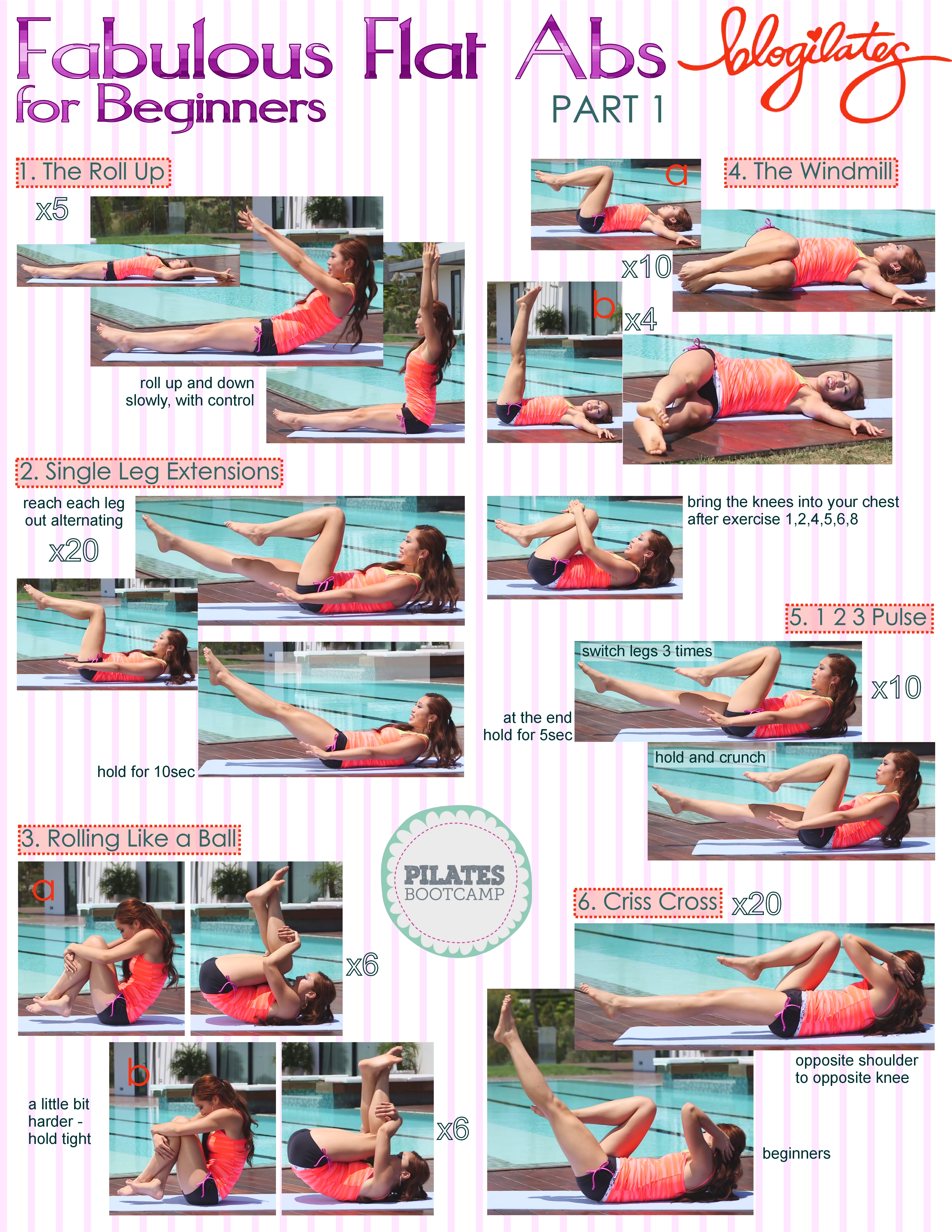 Pilates Bootcamp: Fabulous Flat Abs Printable! - Blogilates