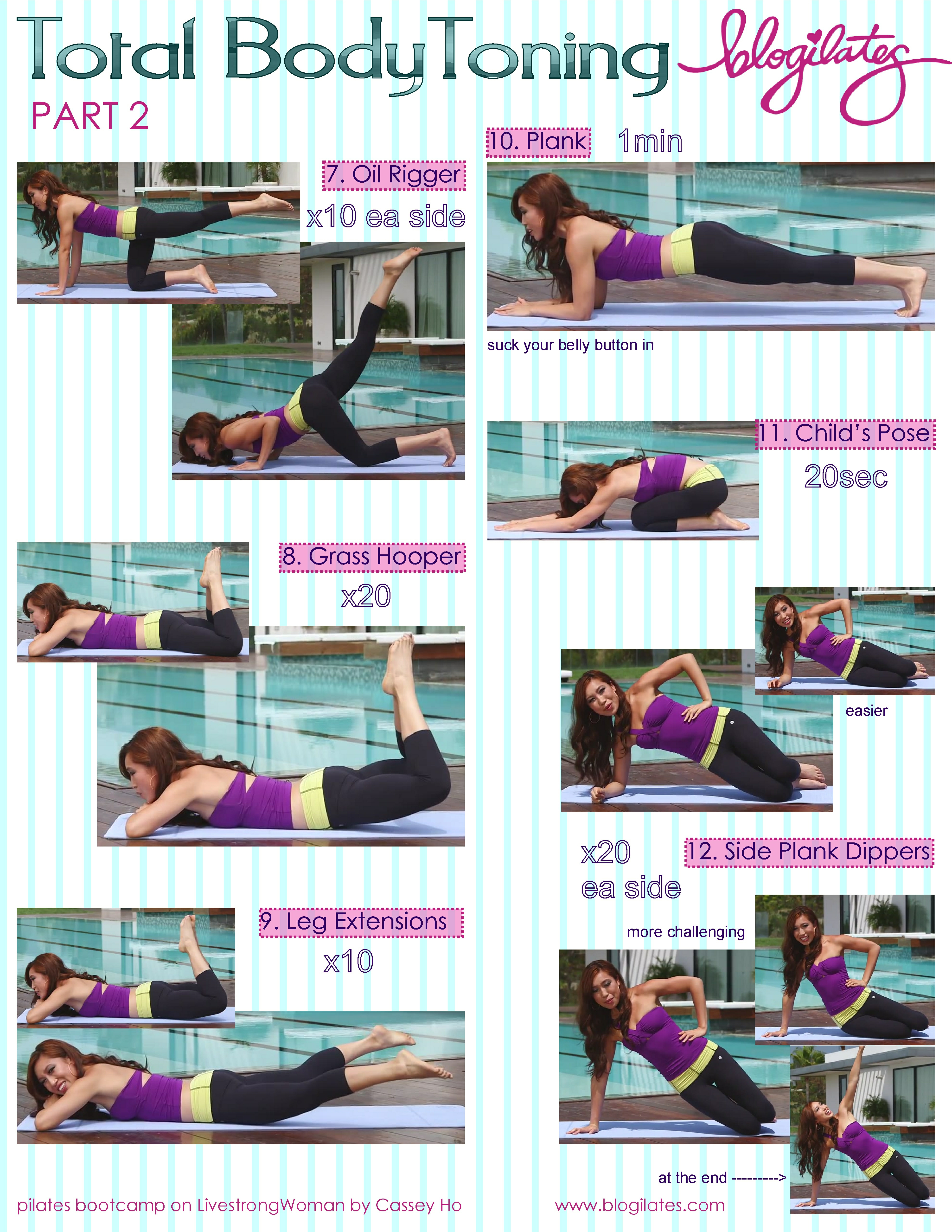 Pilates Bootcamp Total Body Toning Printable Blogilates