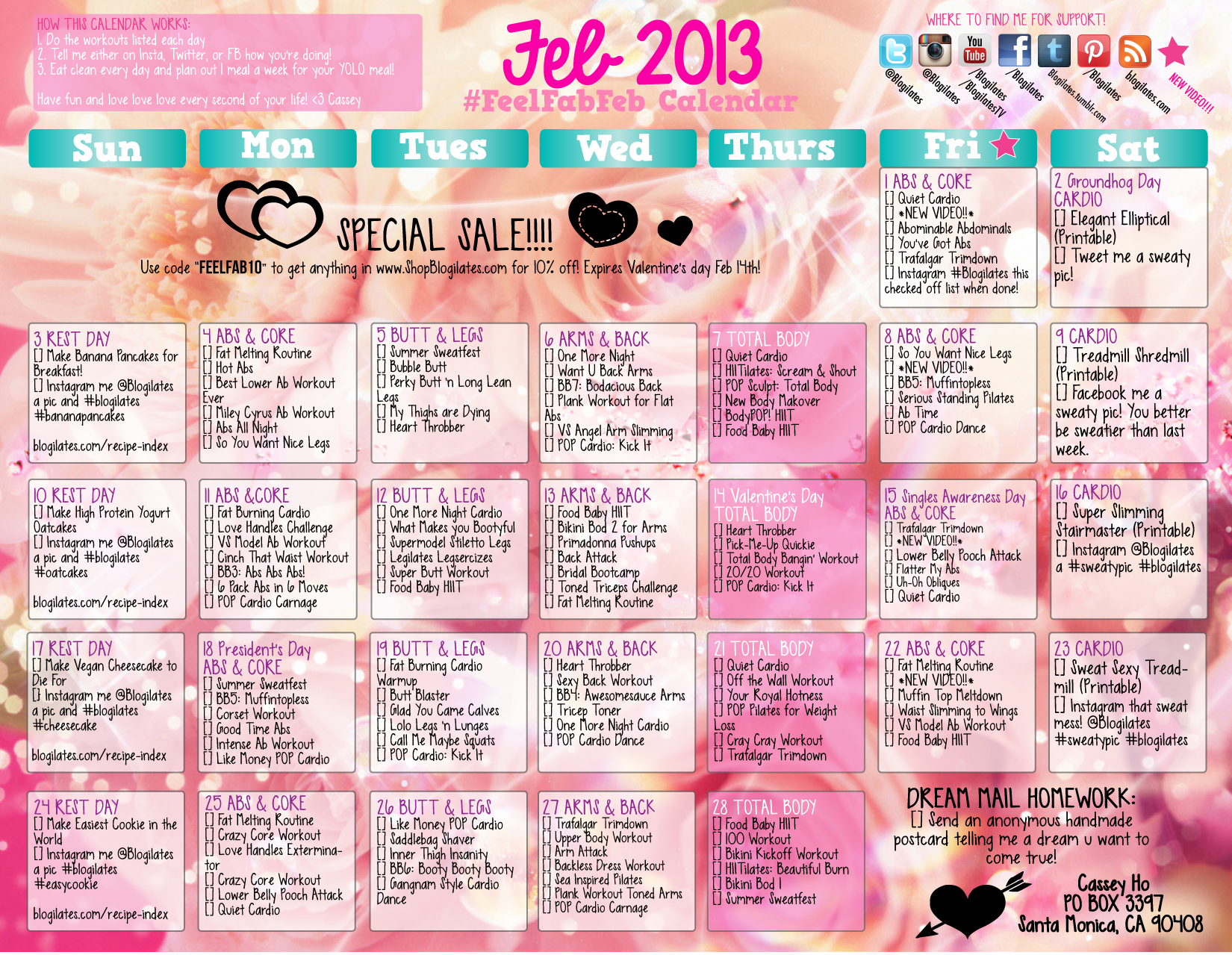 FeelFabFeb Workout Calendar is HERE Get password after you