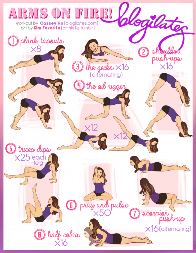 Victoria Secret Angel Arm Slimming Workout Printable - Blogilates