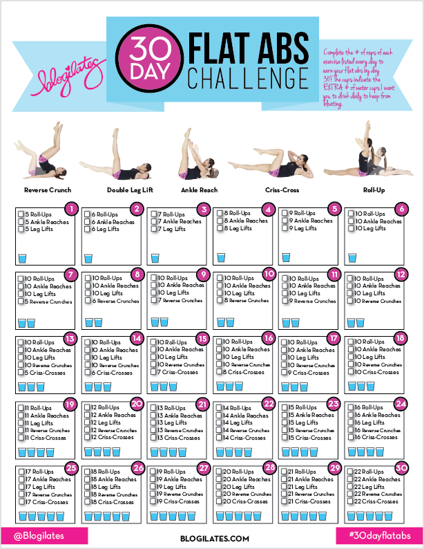 30 Day Ab Squat Challenge Chart