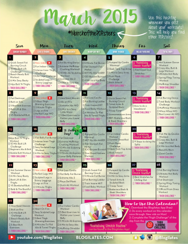 Marchofthepopsters 15 Workout Calendar Get Pw When You Sign Up For My Newsletter Blogilates