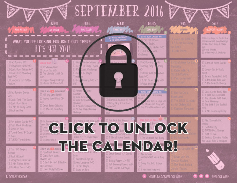 September 2016 Workout Calendar Blogilates