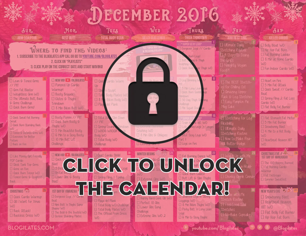 Your 2016 december workout calendar blogilates