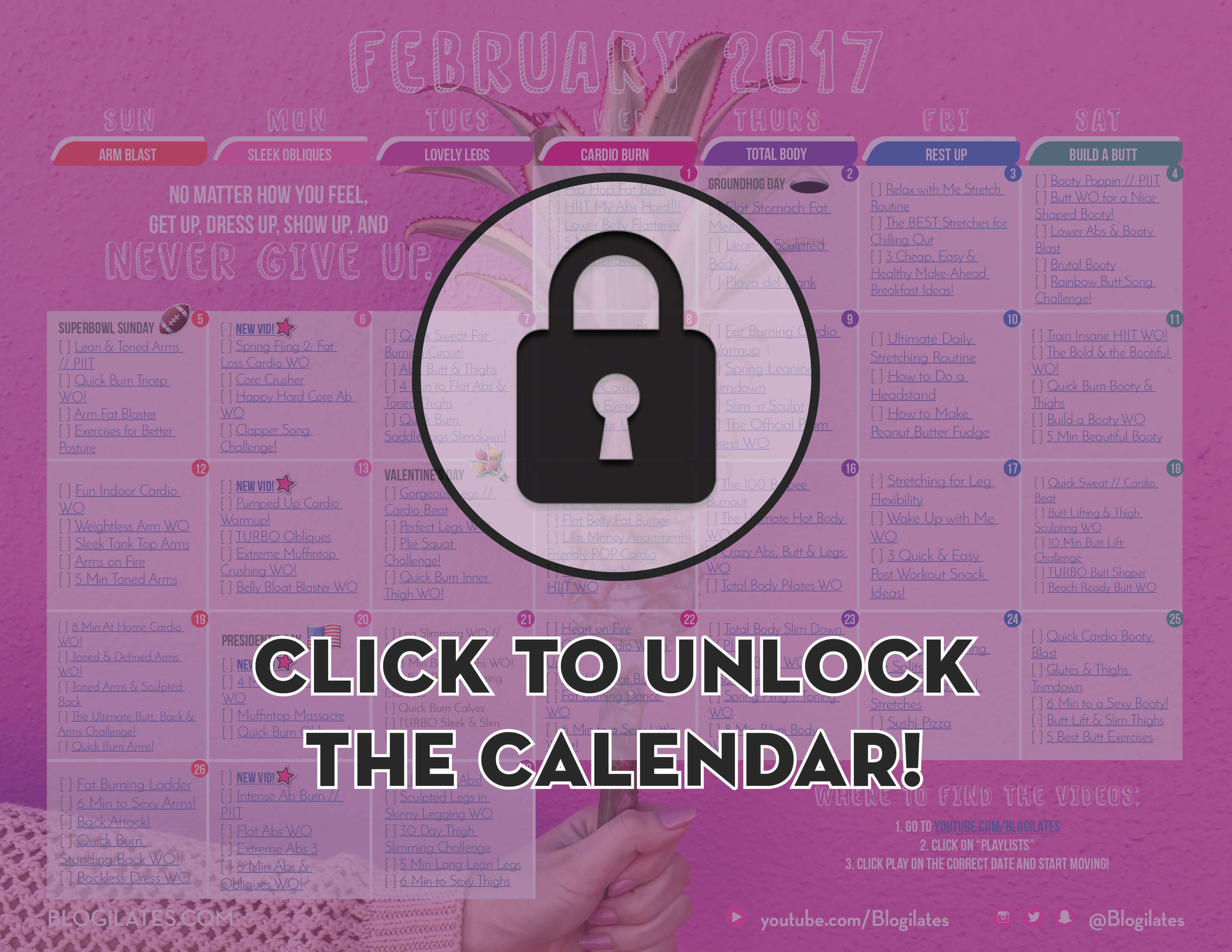 February 2017 Workout Calendar Blogilates
