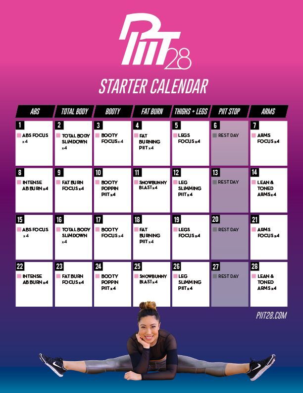 piit28 starter calendar blogilates cassey ho workouts pilates