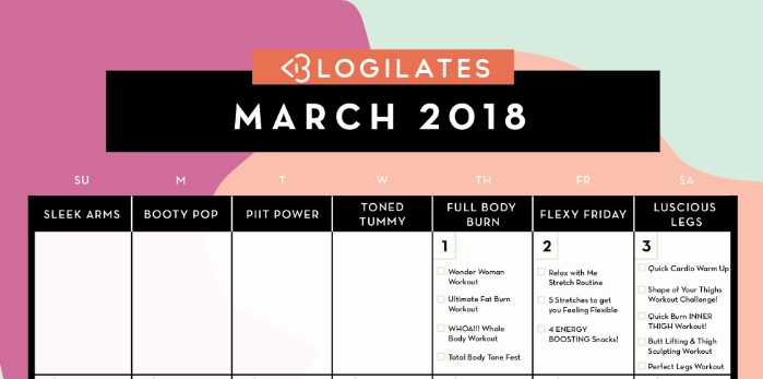 march 2018 workout calendar blogilates march calendar 2018