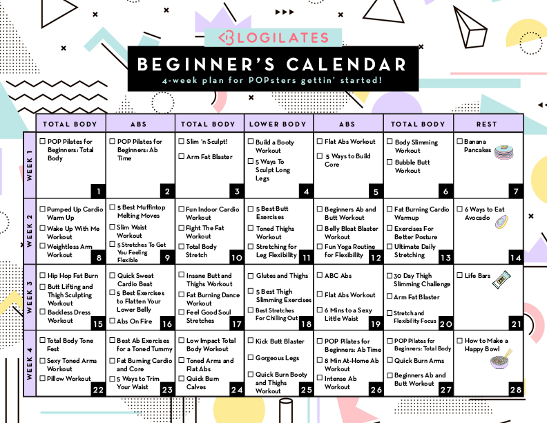 A 28-Day Workout Calendar for Beginners! – Blogilates