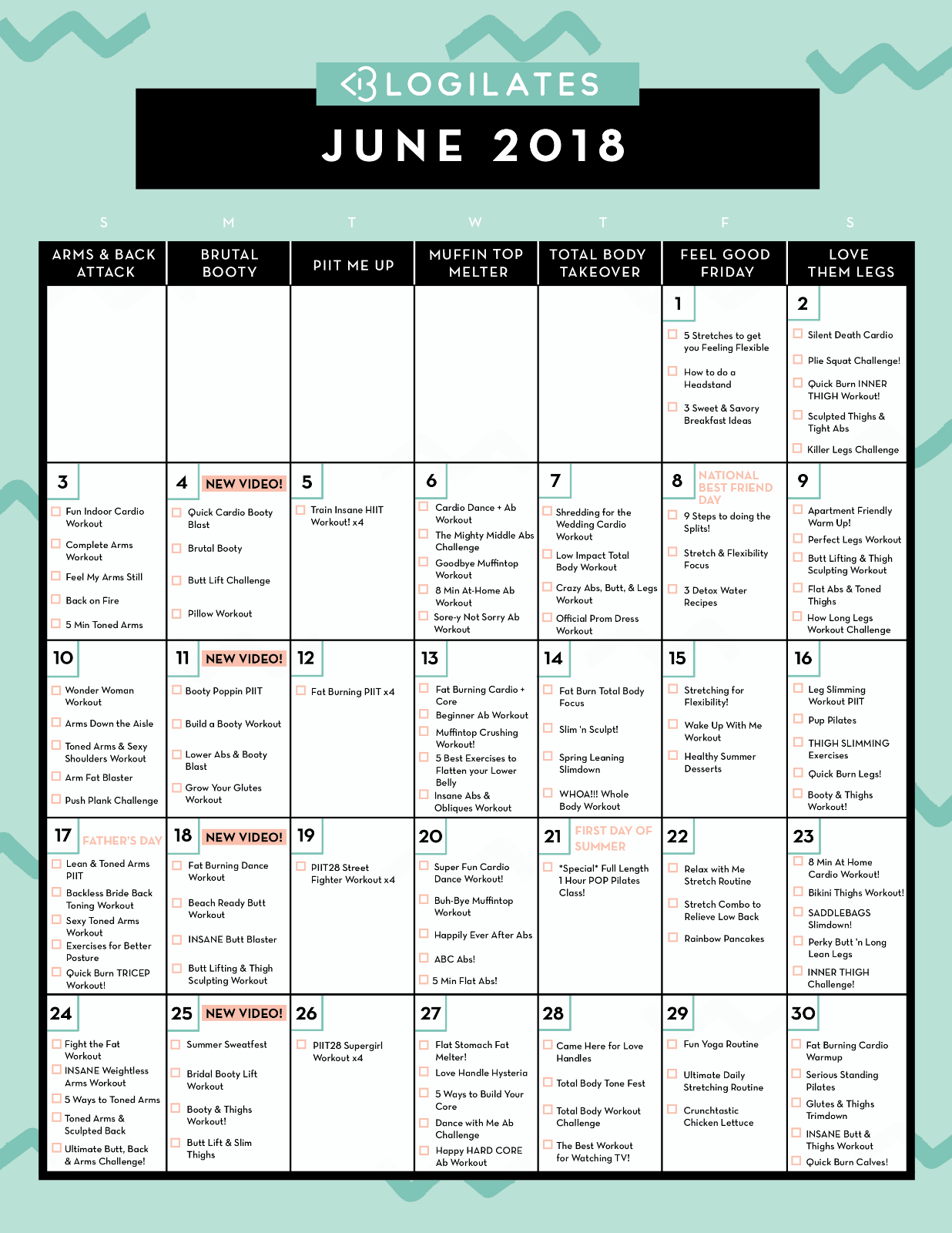 June 2018 Calendar