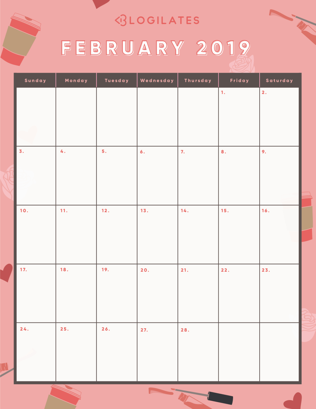 THE LEGIT CUTEST 2019 Printable Calendars – Blogilates