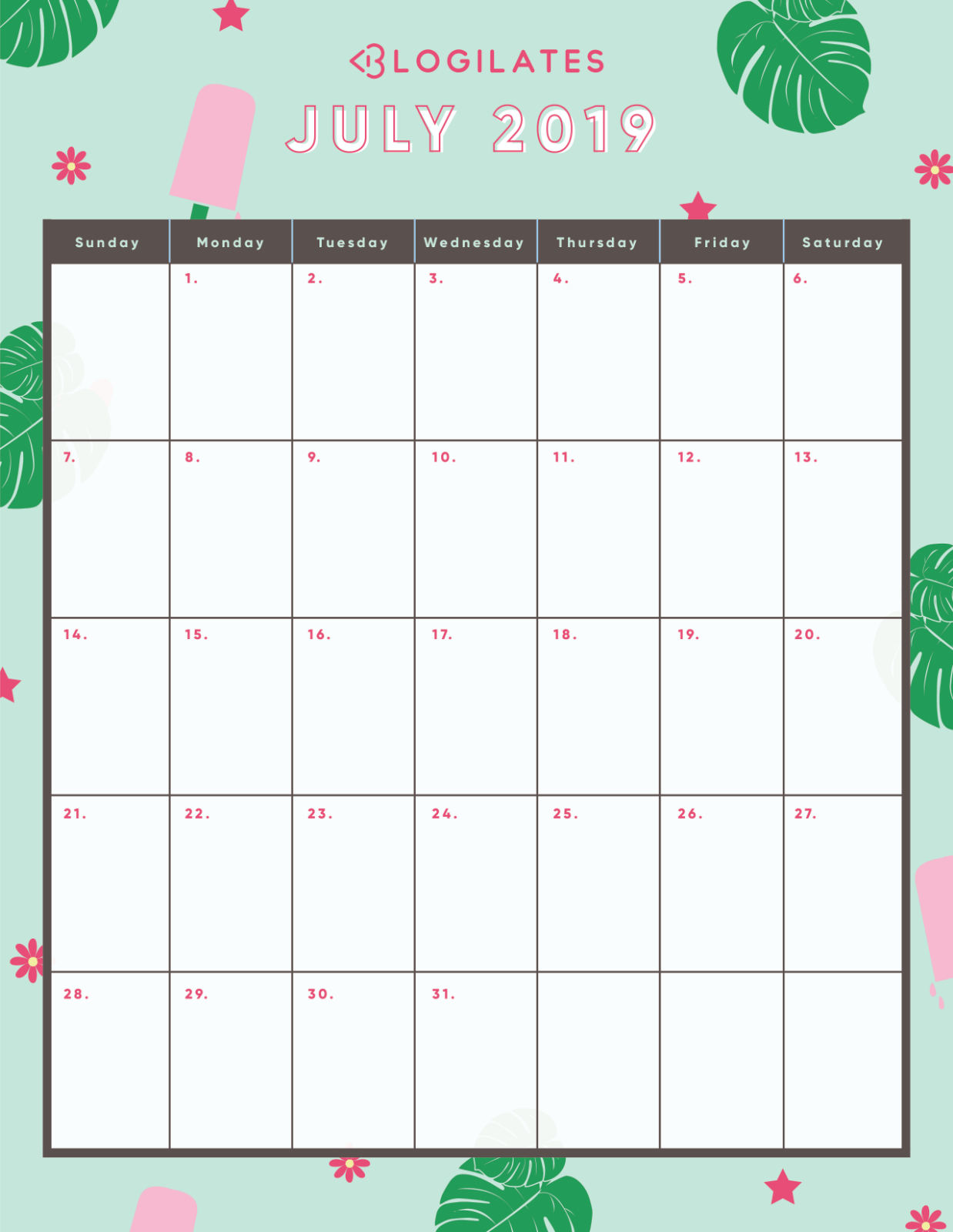 THE LEGIT CUTEST 2019 Printable Calendars – Blogilates