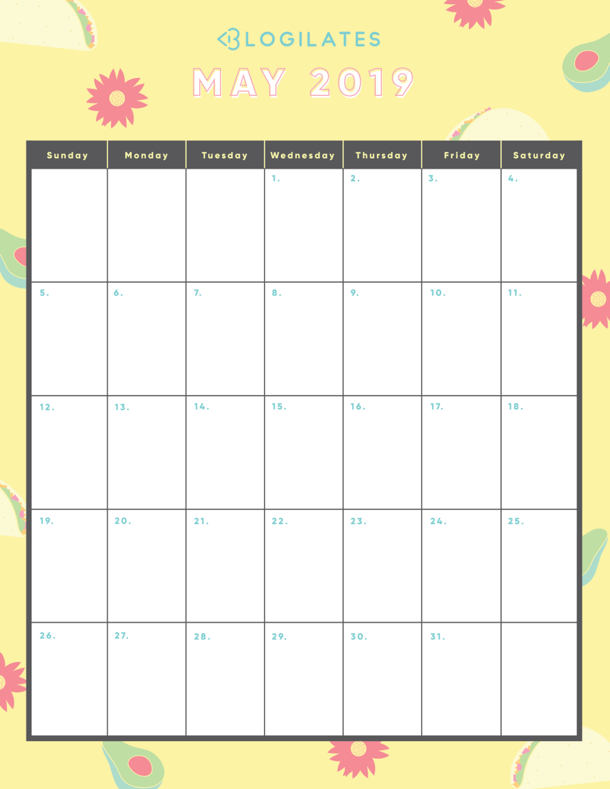 THE LEGIT CUTEST 2019 Printable Calendars – Blogilates