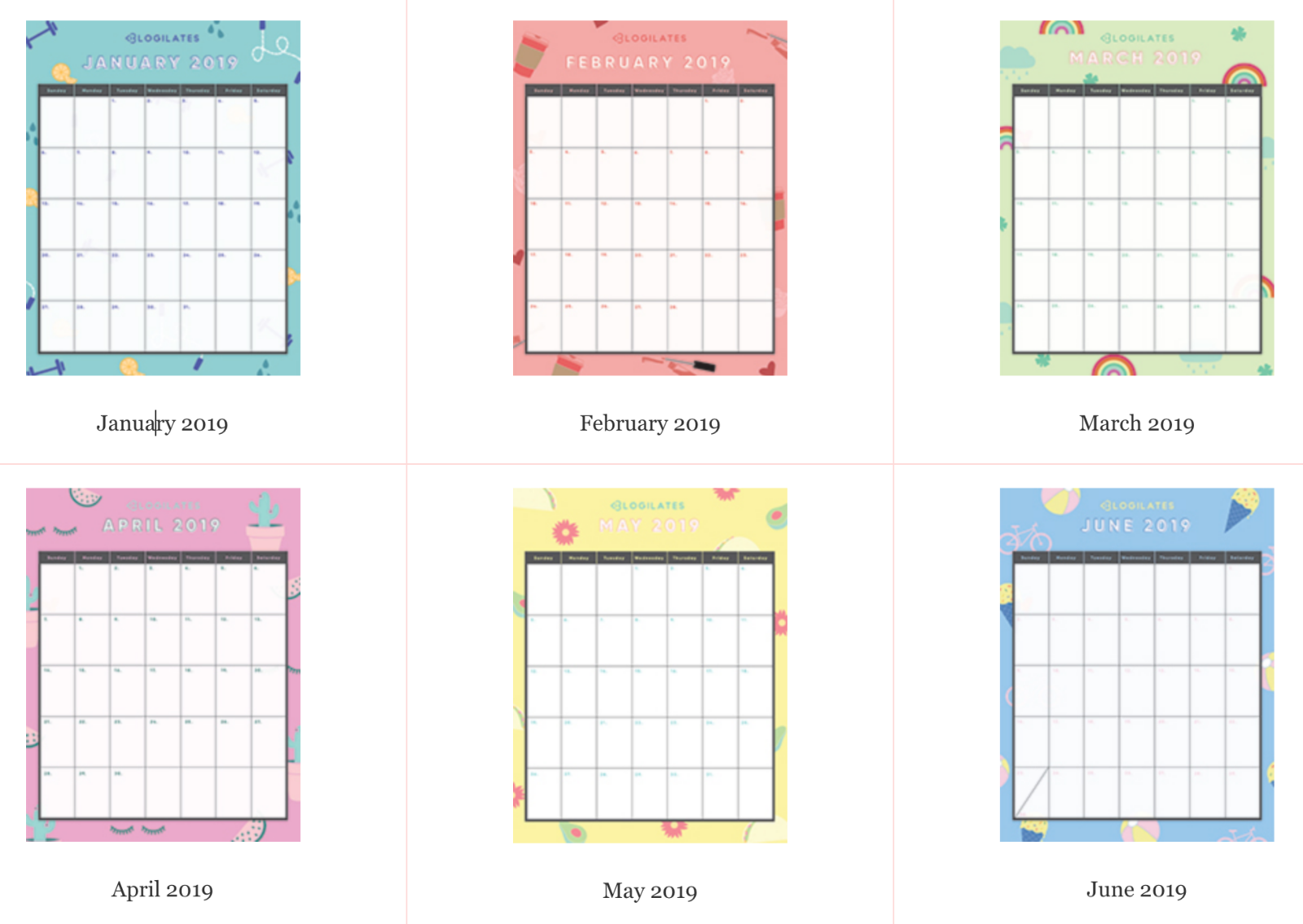 THE LEGIT CUTEST 2019 Printable Calendars – Blogilates