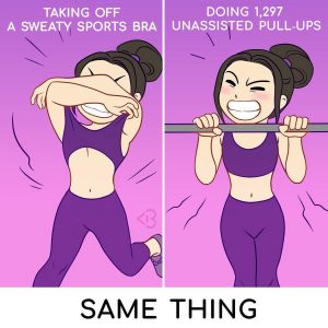 taking sports bra off