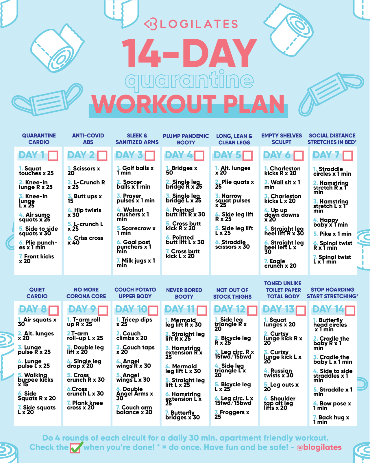 14 Day Quarantine Workout Plan Blogilates