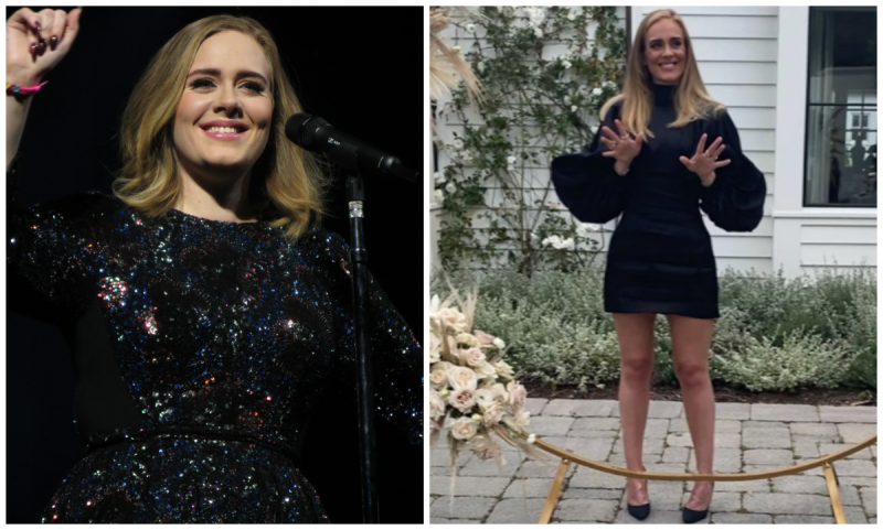 adele weight loss before and after instagram post black dress