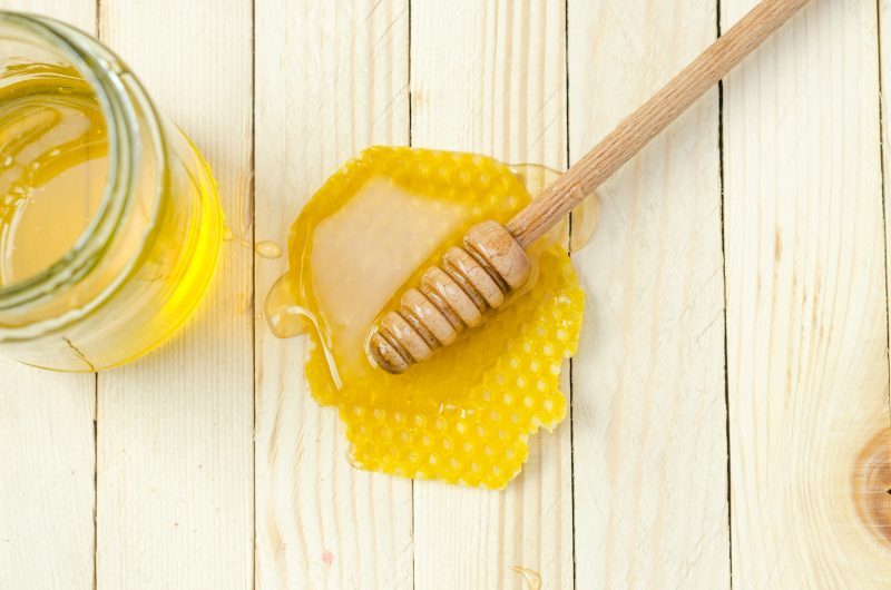 honeycomb on a wood background