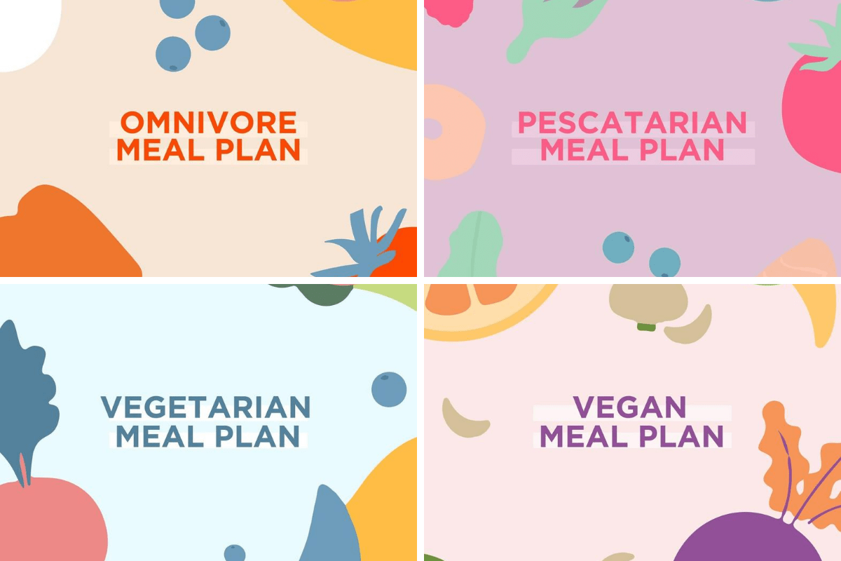 blogilates omnivore pescatarian vegetarian vegan meal plan