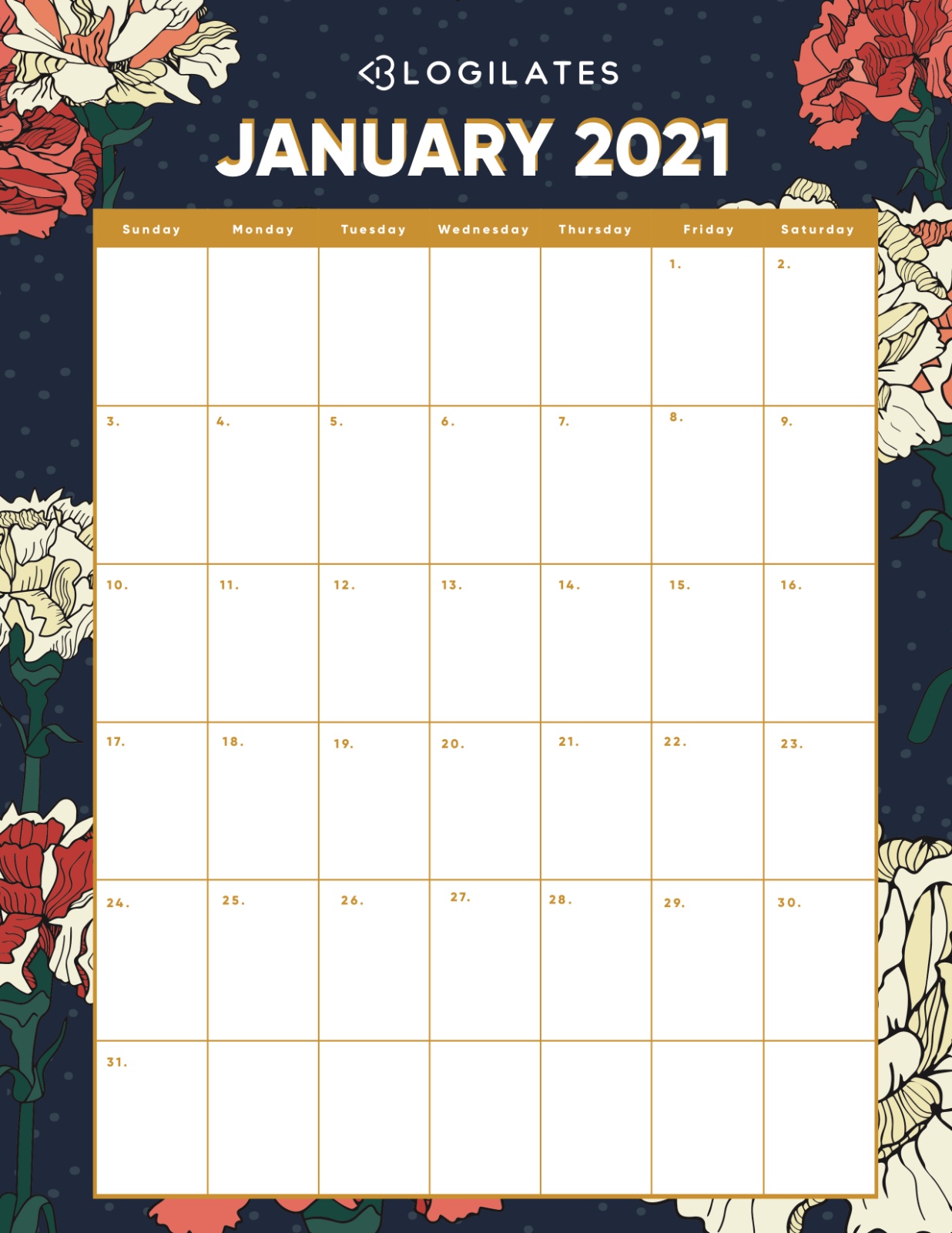 Your Free 2021 Printable Calendars Are Here Blogilates