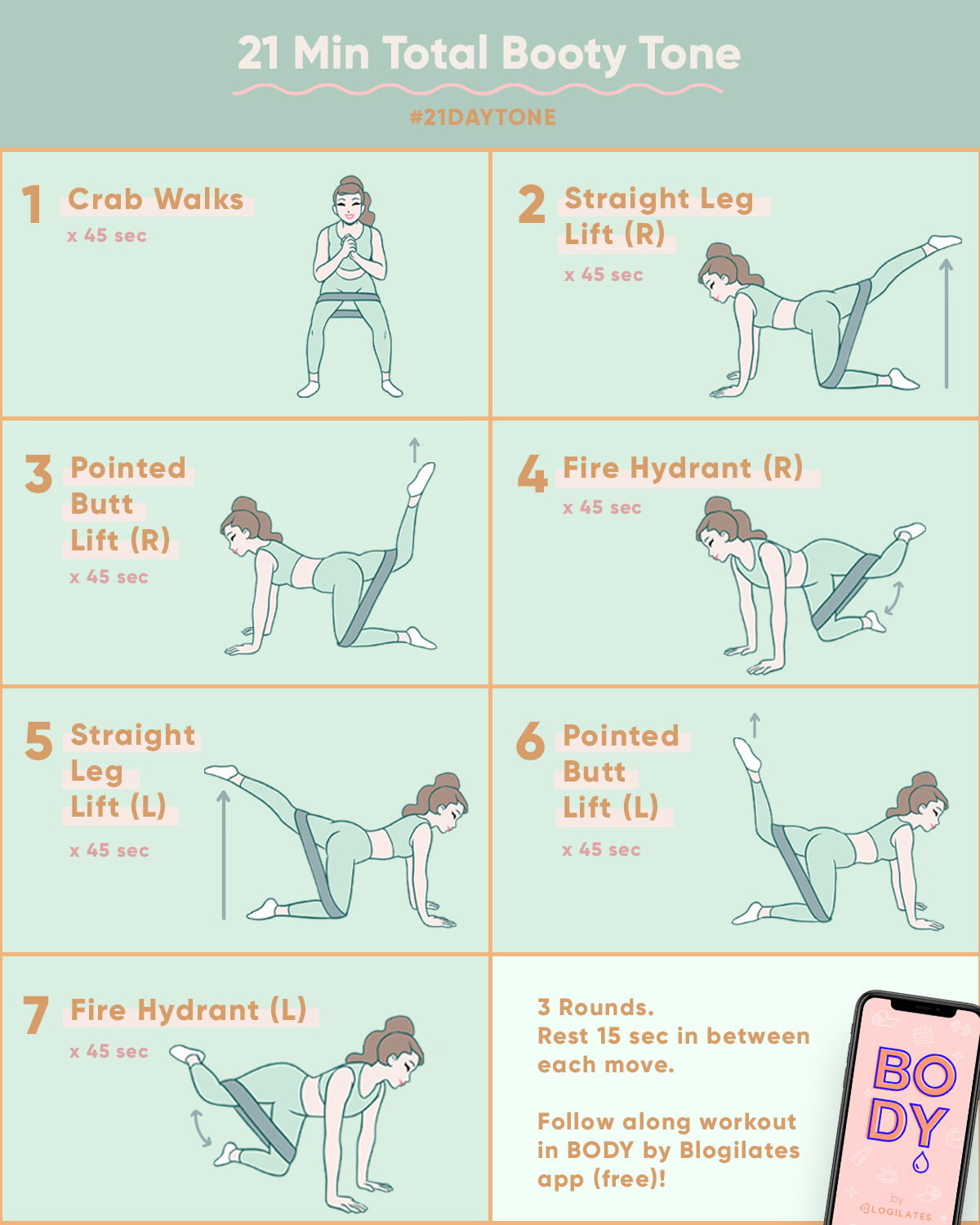 21 Minute Total Booty Tone Workout | 21 Day Tone - Blogilates