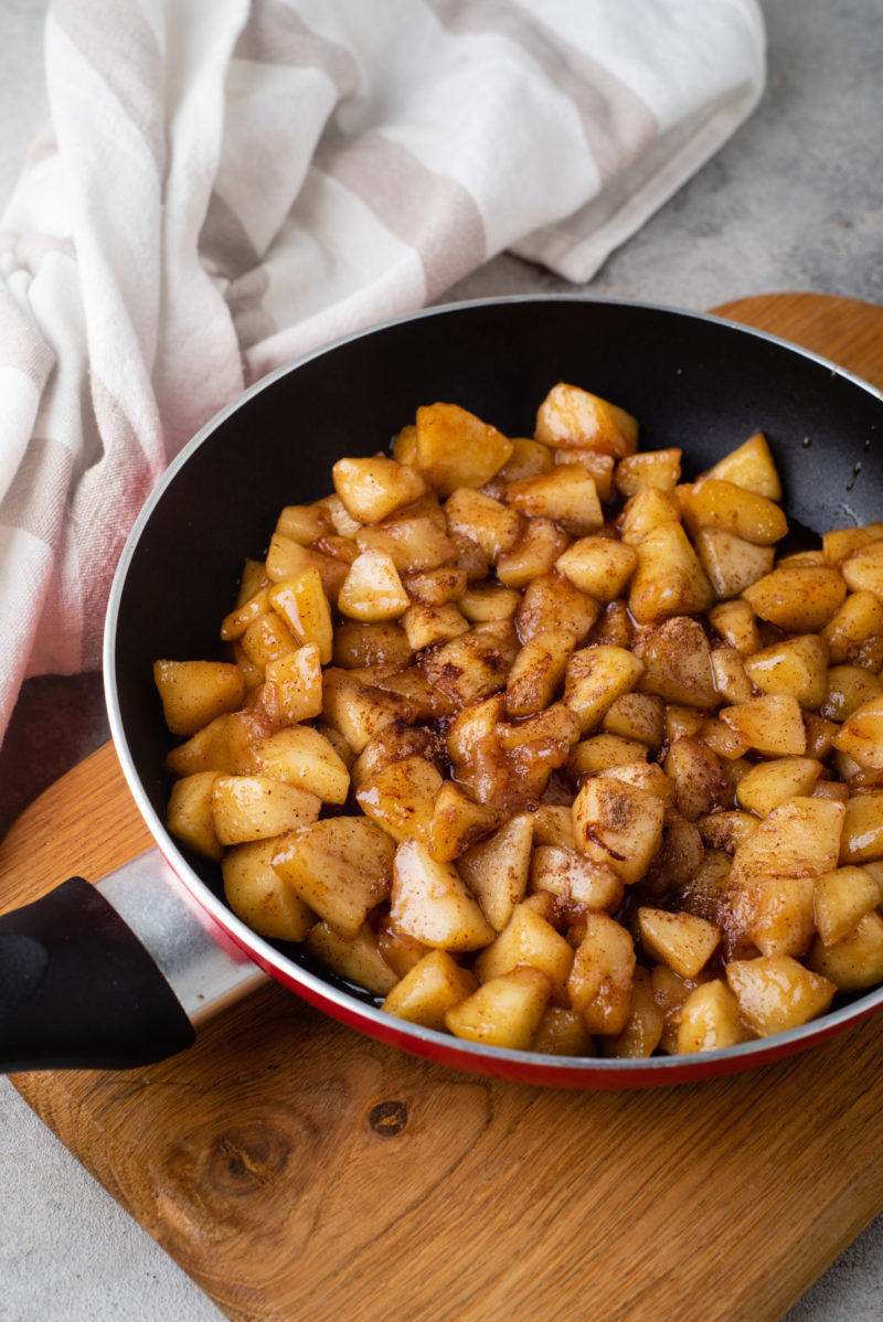 cinnamon sauteed apples in a pan
