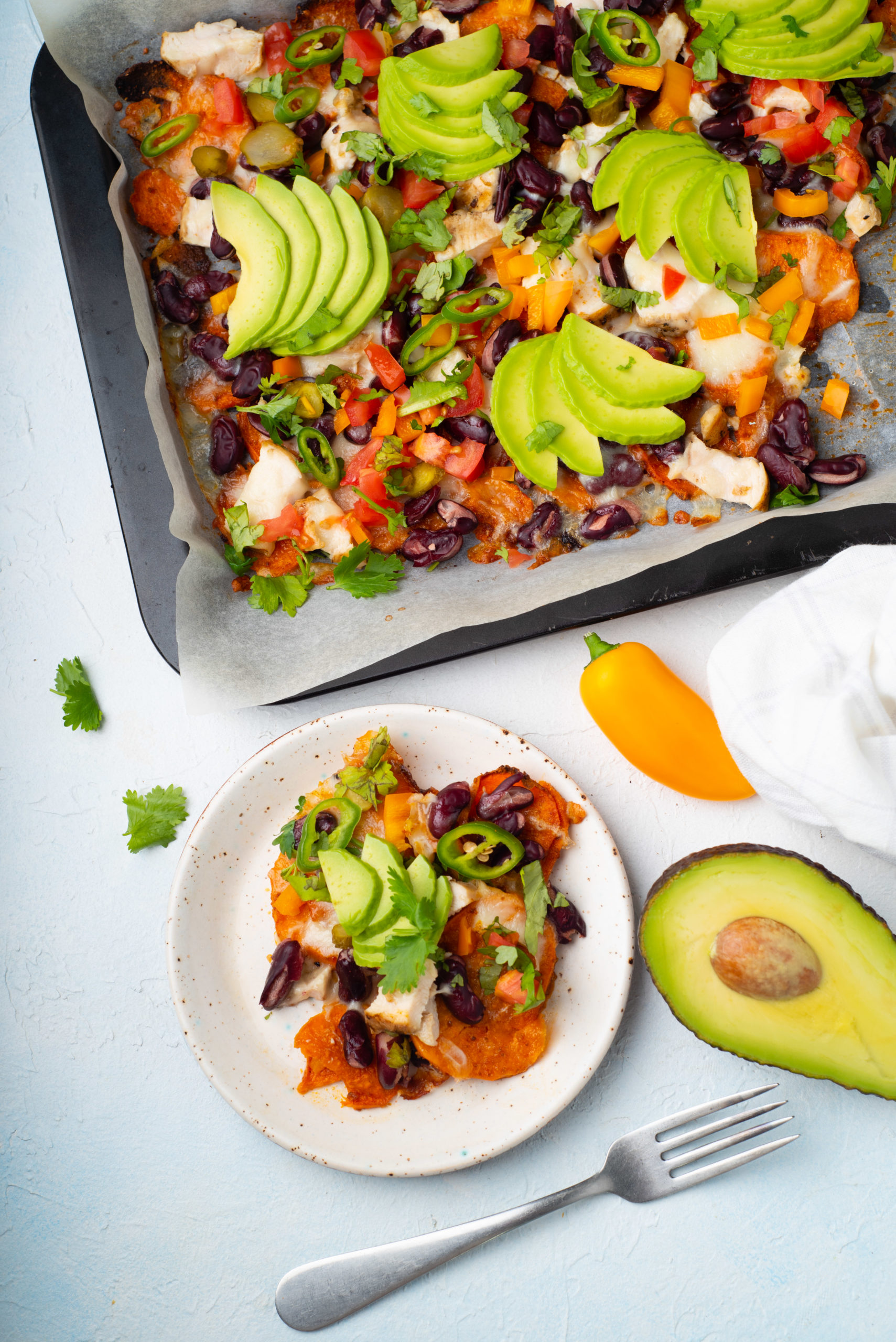 sweet potato nachos recipe blogilates with serving on plate