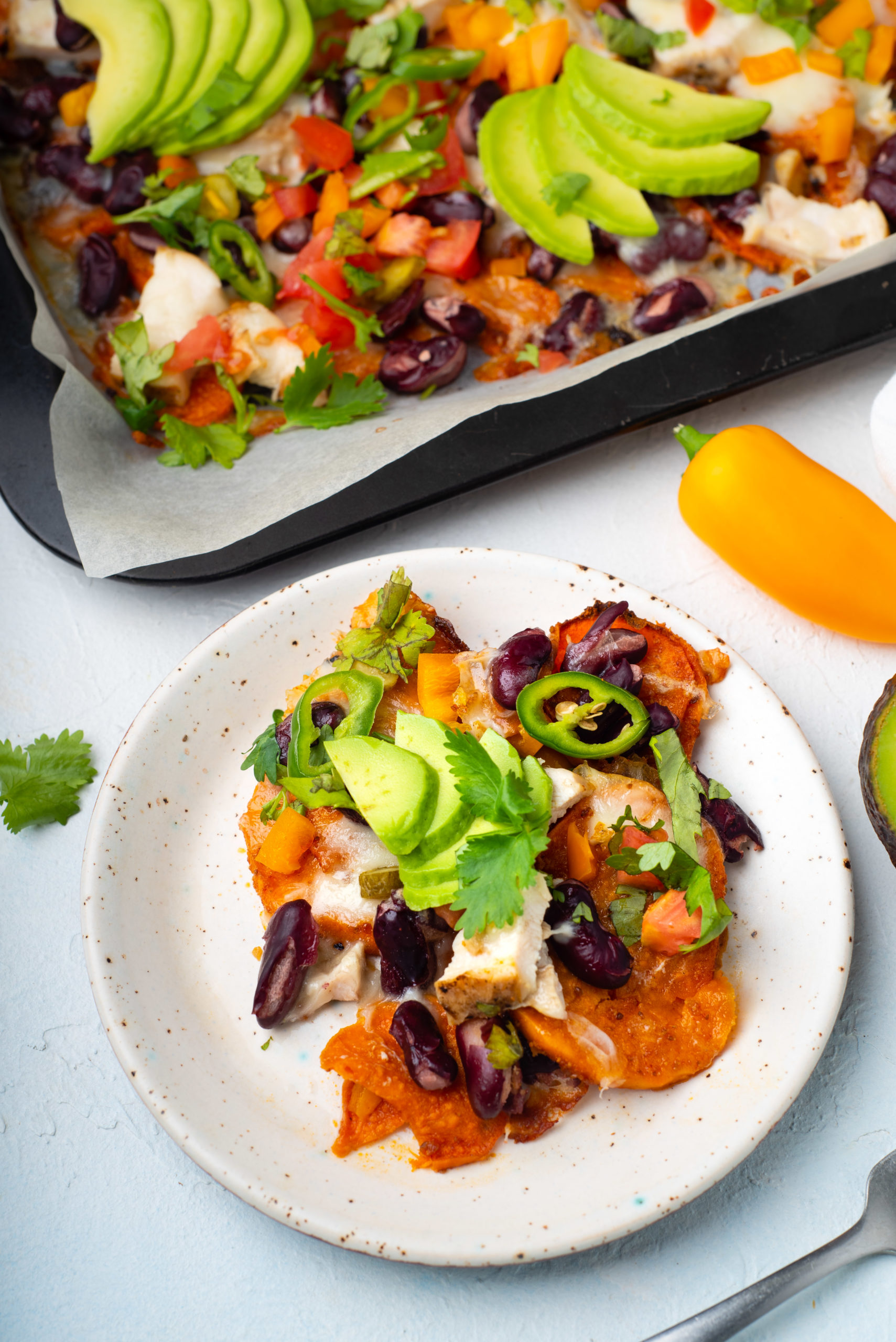 plated sweet potato nachos blogilates