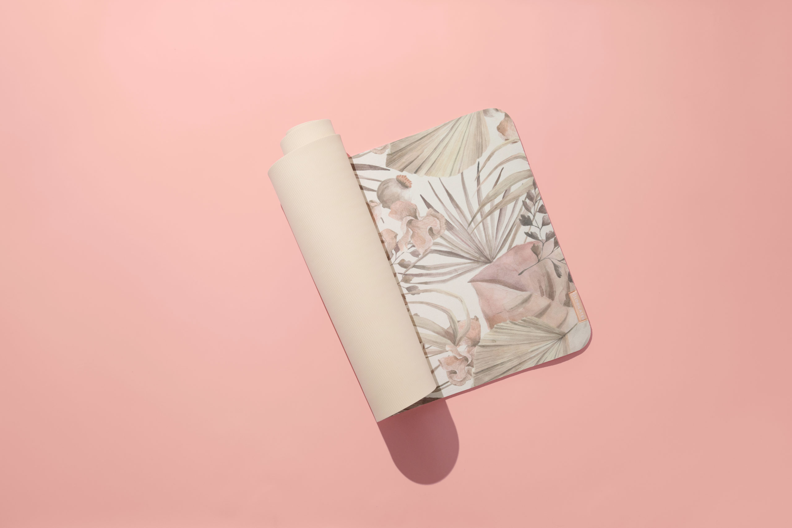 blogilates vegan suede yoga mat with tropical design