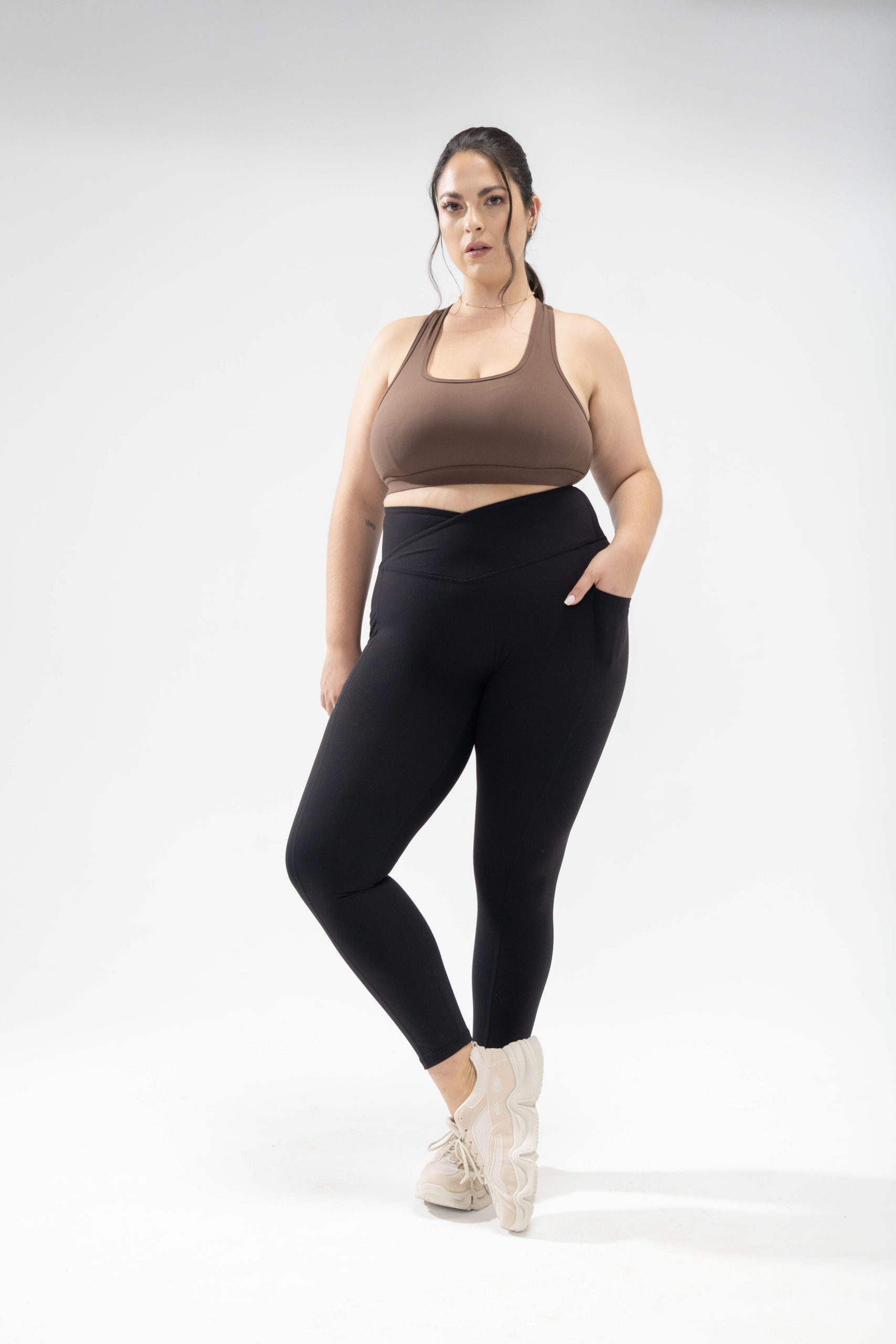 popflex basics ultimate hourglass legging black captivate bra mocha