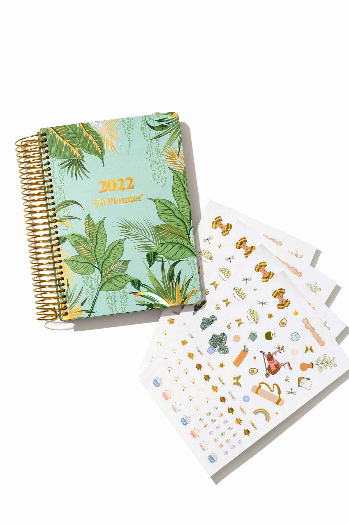 2022 popflex fit planner green cover plant life and stickers