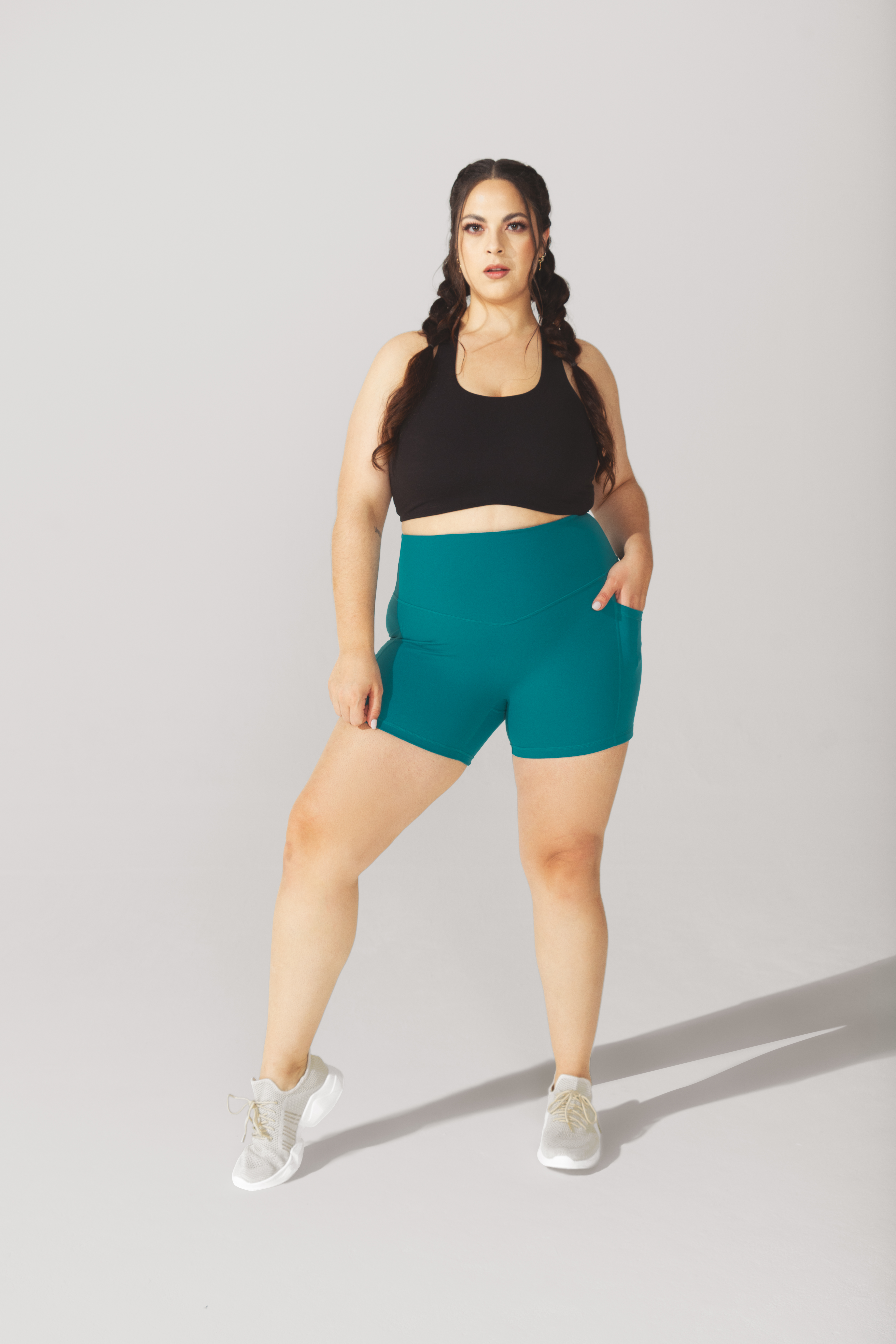 popflex active supersculpt shortie with pockets teal swan bra black mystical moments collection