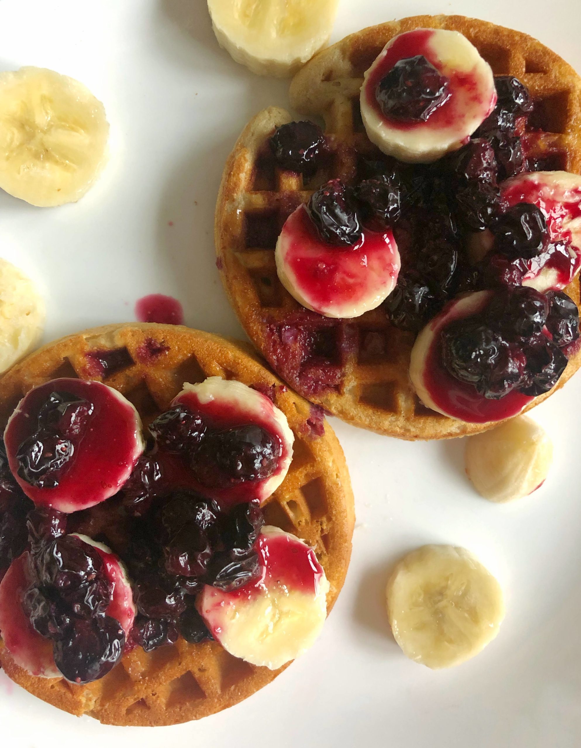 protein waffles banana blueberry syrup what a registered dietitian eats in a day