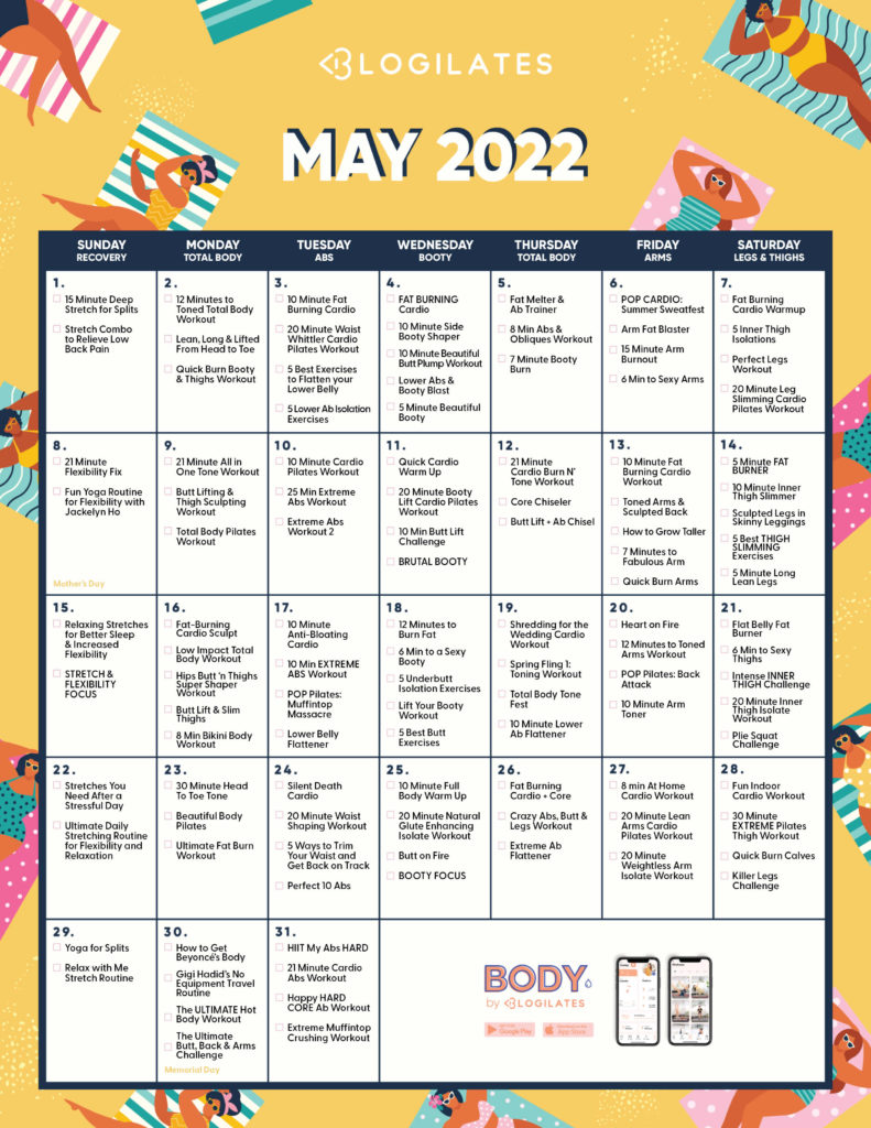 blogilates may workout calendar 2022
