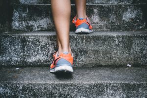 sneakers going up stairs