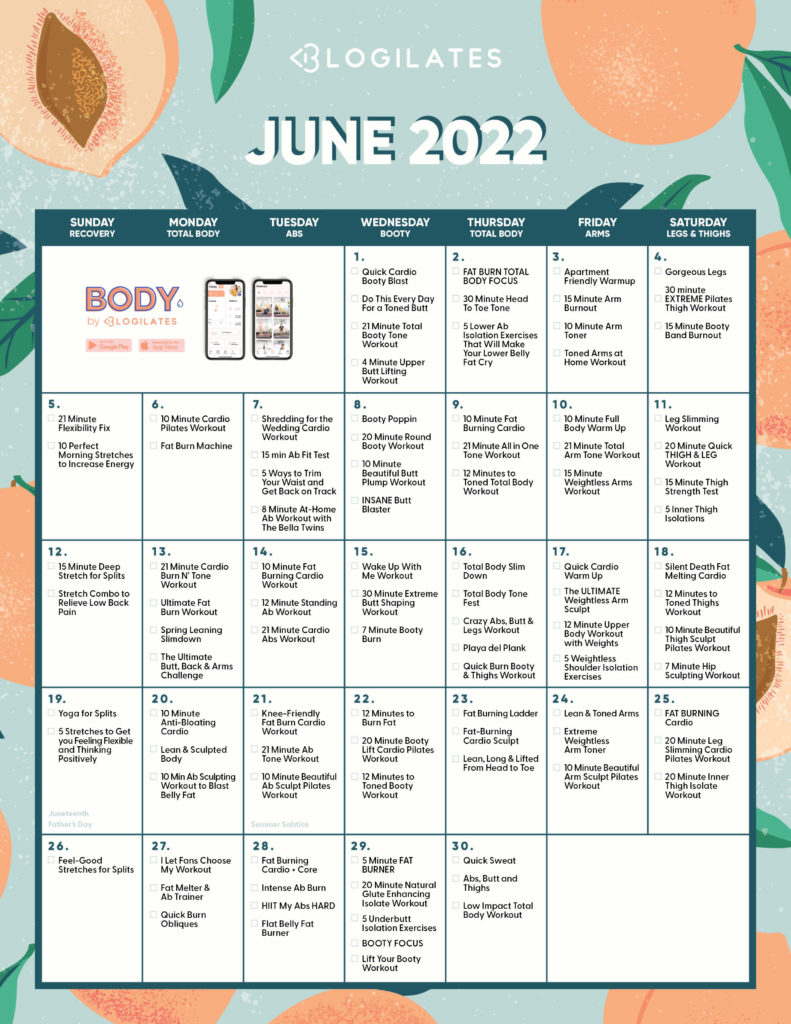 blogilates june workout calendar 2022