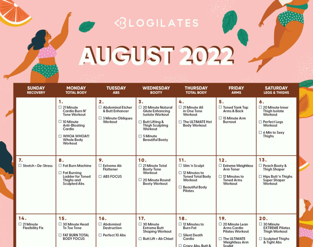 August 2022 Workout Calendar feature crop