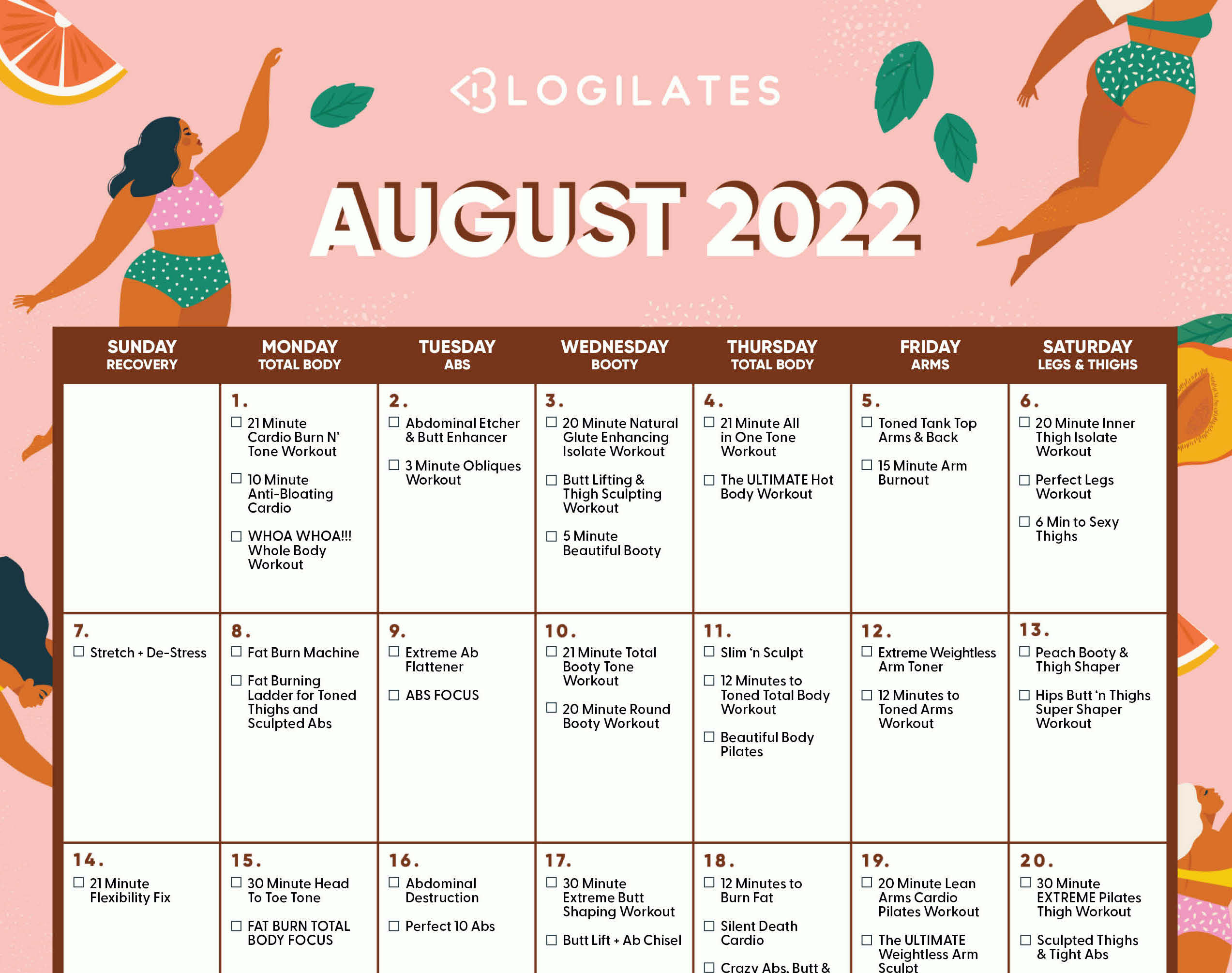 August 2022 Workout Calendar feature crop