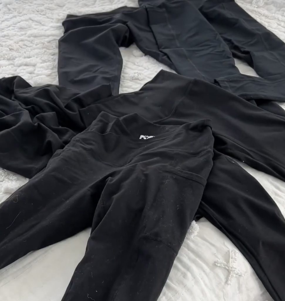 pile of black leggings best to workout commando