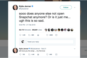 Kylie Jenner's tweet about Snapchat back in 2018