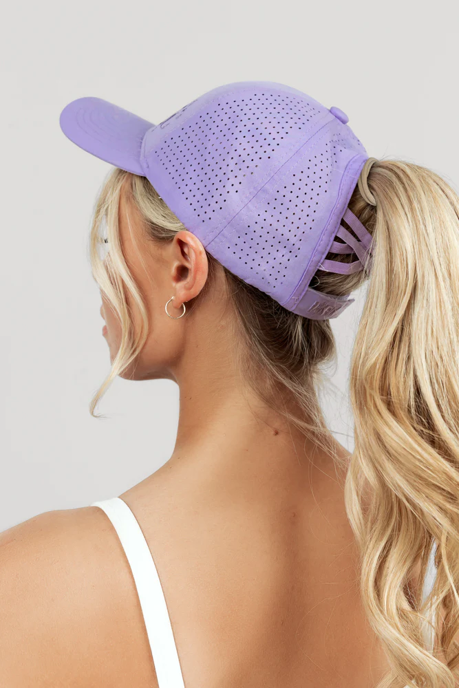 popflex celestial high ponytail run cap lavender