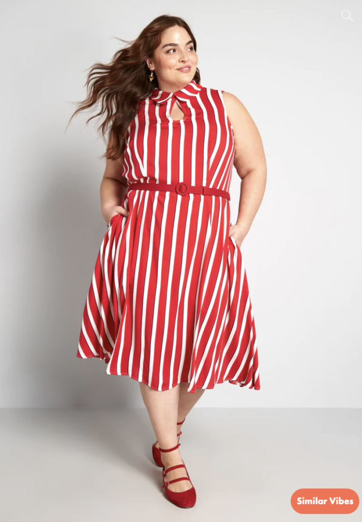 modcloth red striped midi dress