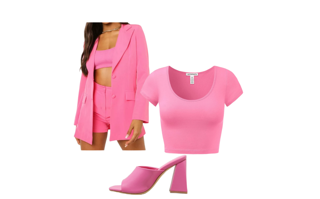 barbiecore aesthetic trends fall 2022 pink blazer pink crop pink heels