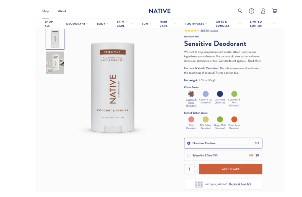 native deodorant website
