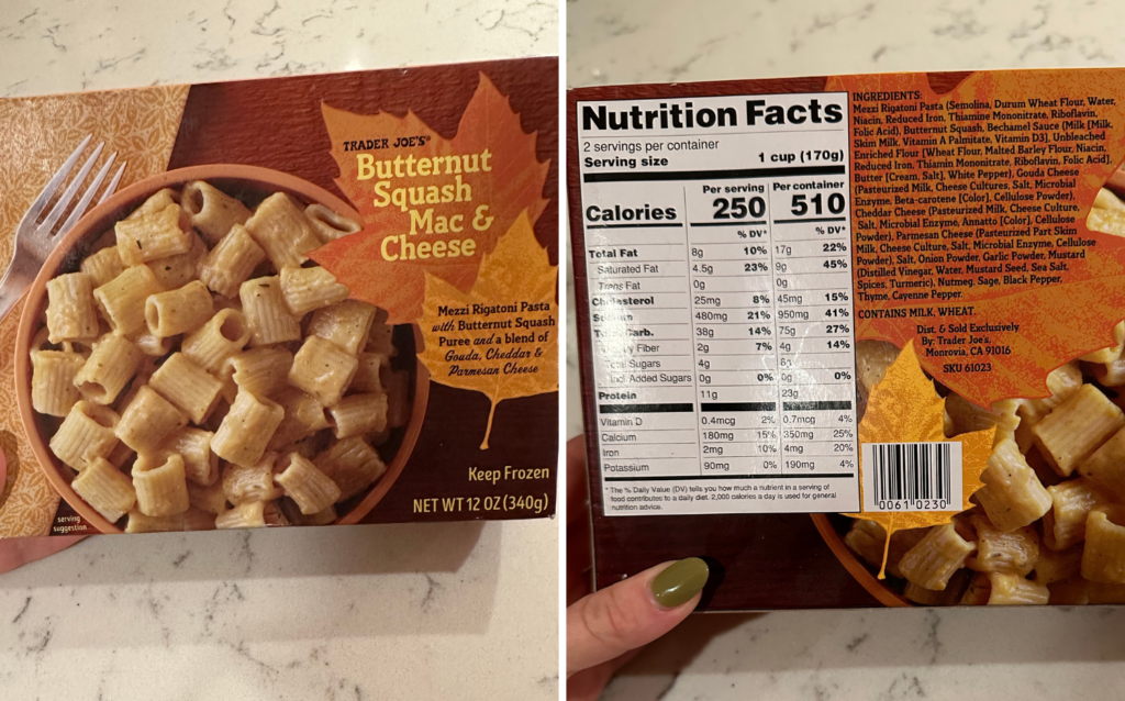 trader joe's fall items butternut squash mac n cheese review