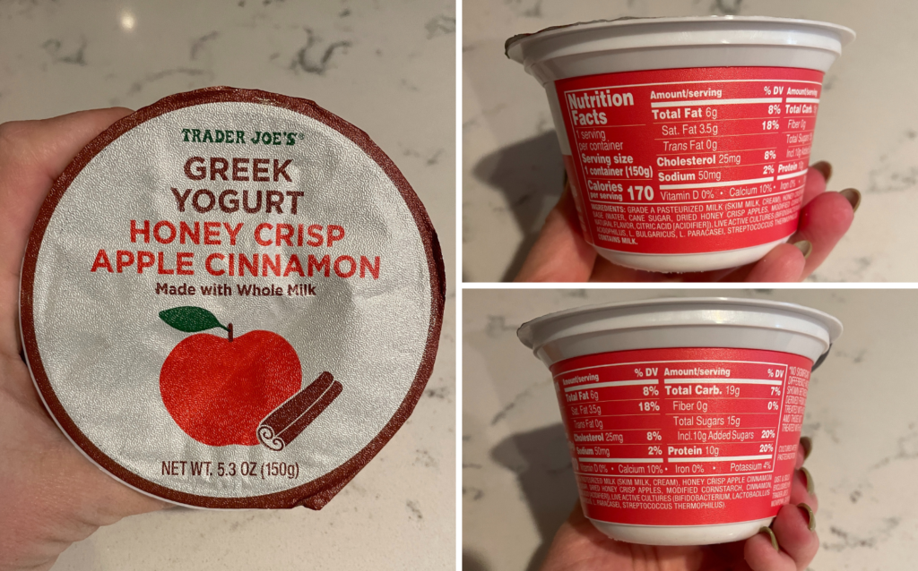 trader joe's honey crisp apple greek yogurt