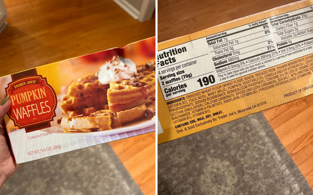 trader joe's fall haul pumpkin freezer waffles